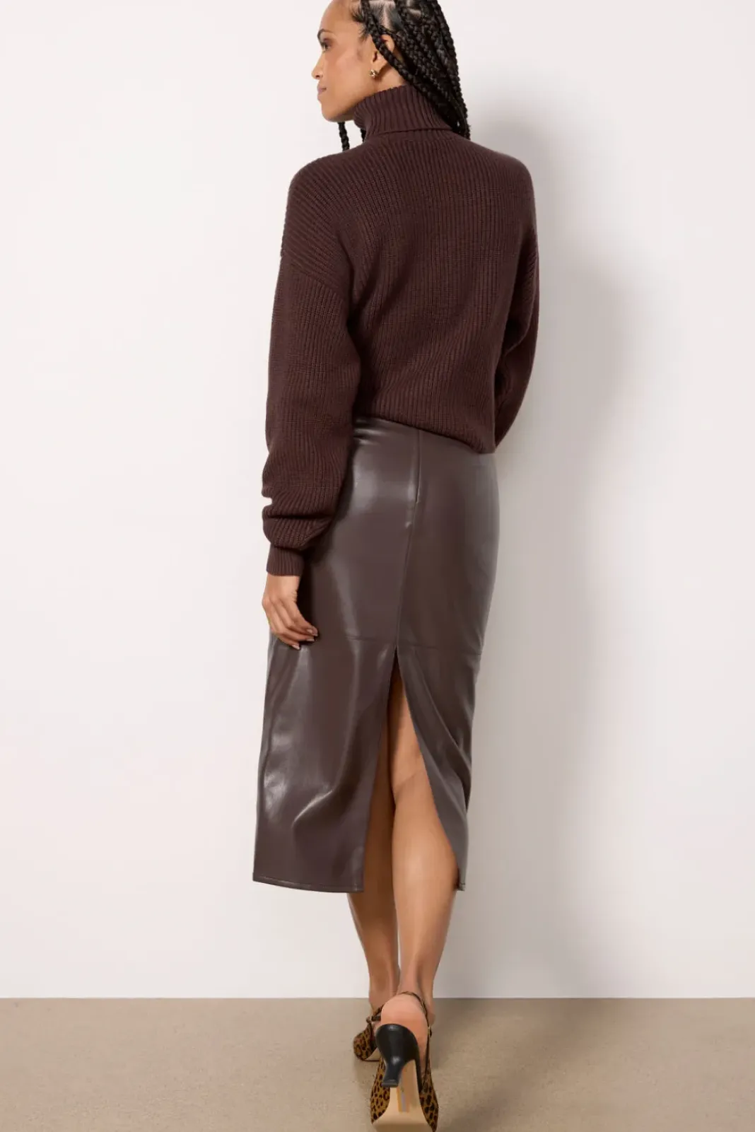 Skirts<GOOD AMERICAN Better Than Leather Midi Skirt Bark