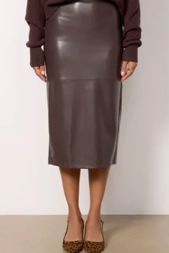 Skirts<GOOD AMERICAN Better Than Leather Midi Skirt Bark