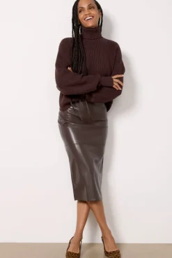 Skirts<GOOD AMERICAN Better Than Leather Midi Skirt Bark
