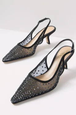 Shoes<SAM EDELMAN Bianka Mesh Sling Back Heel Black
