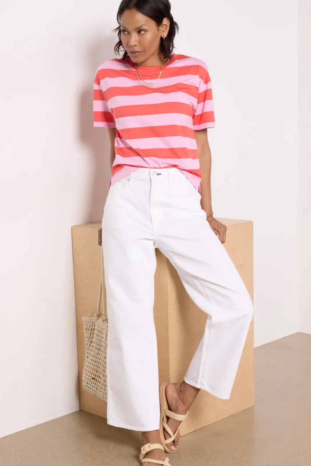 Jeans<AMO Billie Crop Alabaster