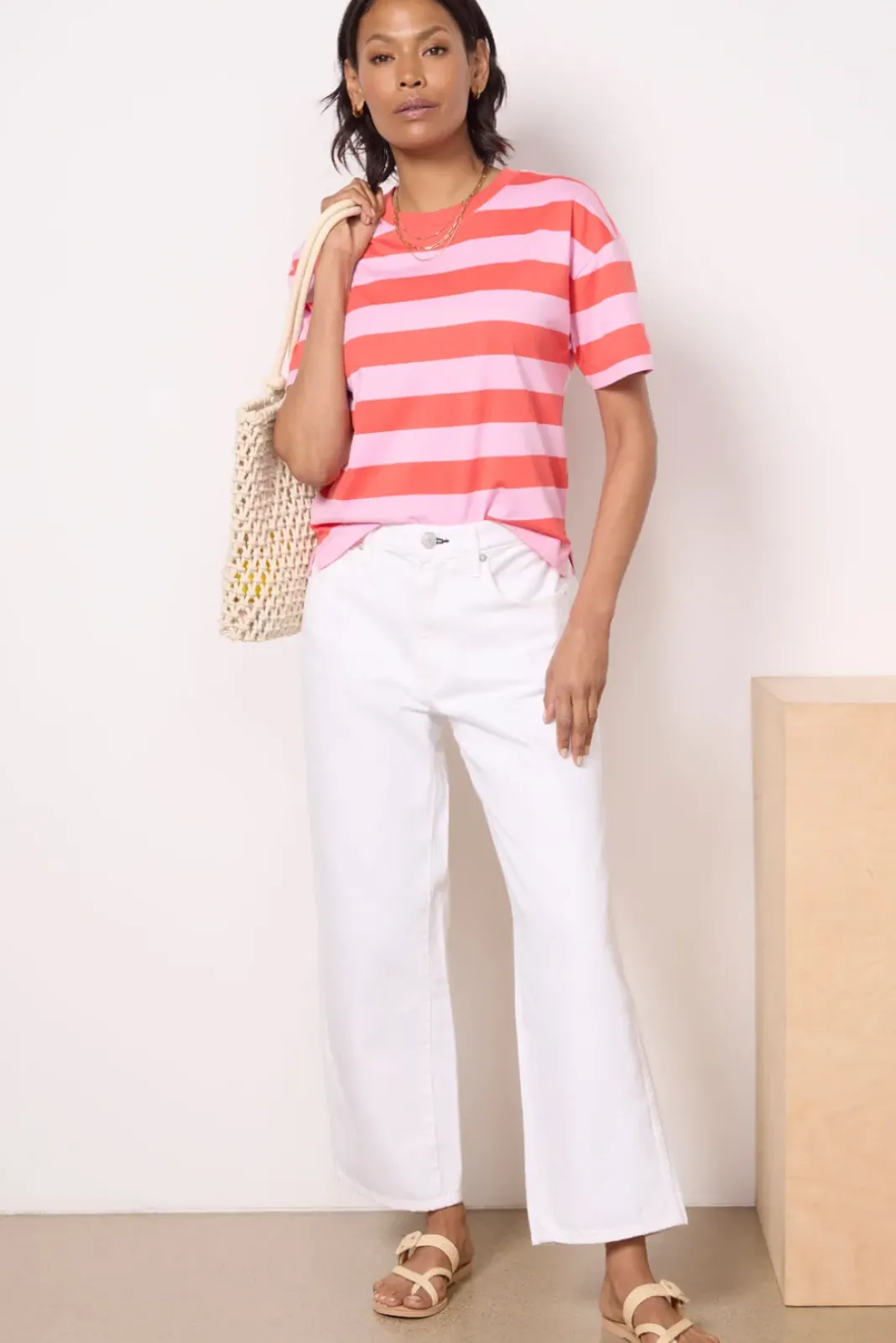Jeans<AMO Billie Crop Alabaster