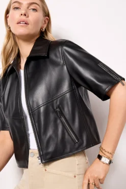 Blazers & Jackets<EVEREVE Billie Half Sleeve Moto Black