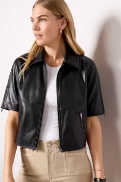 Blazers & Jackets<EVEREVE Billie Half Sleeve Moto Black