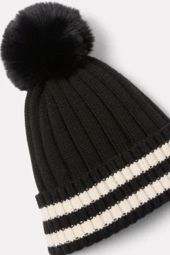 Hats<EVEREVE Blaine Varsity Pom Beanie Black