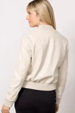 Blazers & Jackets<EVEREVE Blake Faux Leather Bomber Ecru