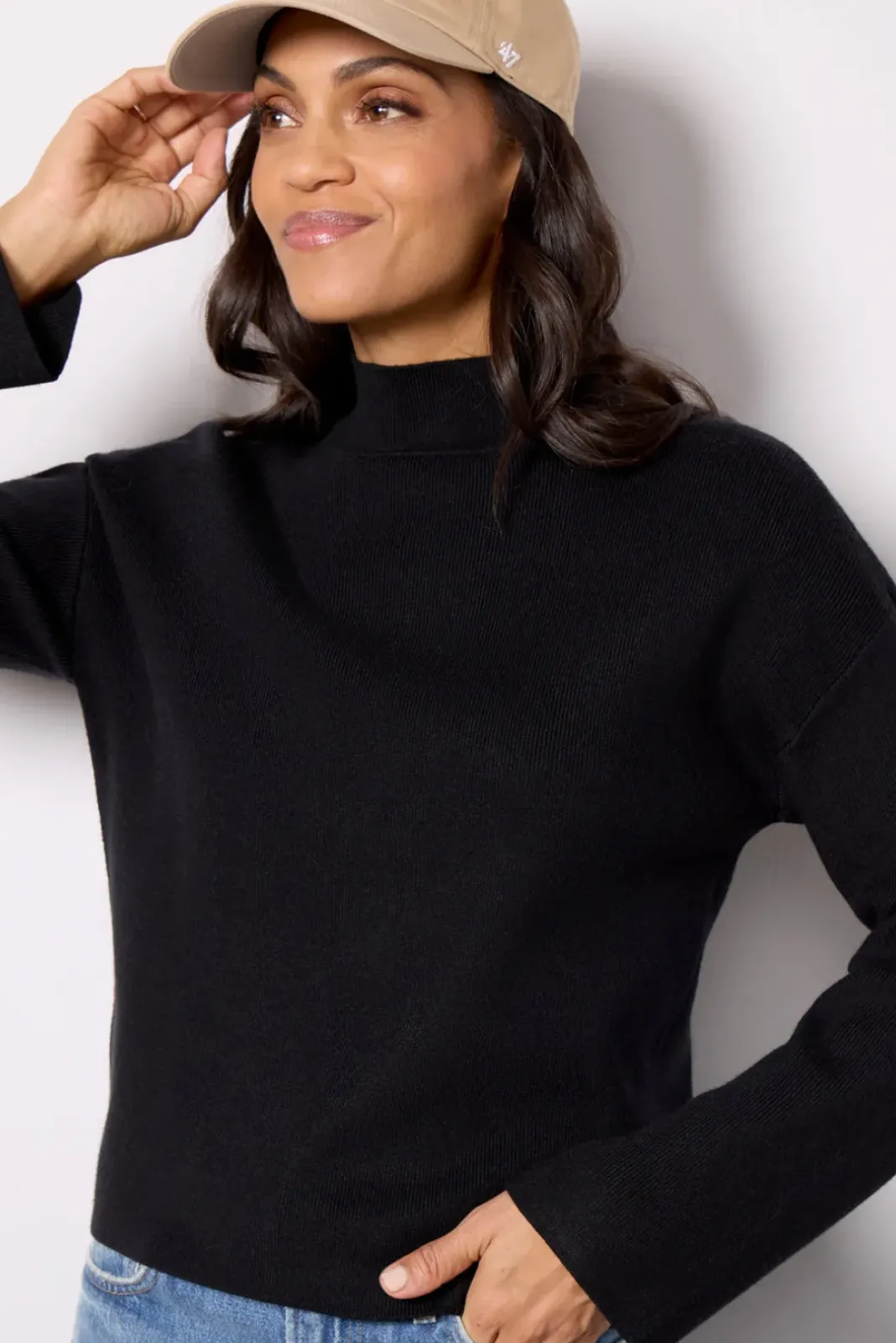 Sweaters<EVEREVE Bonnie Mock Neck Pullover Black
