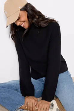 Sweaters<EVEREVE Bonnie Mock Neck Pullover Black