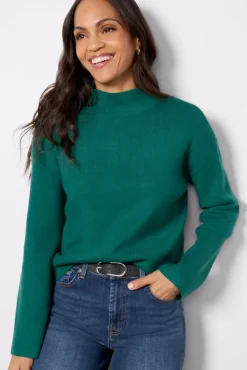 Sweaters<EVEREVE Bonnie Mock Neck Pullover Evergreen