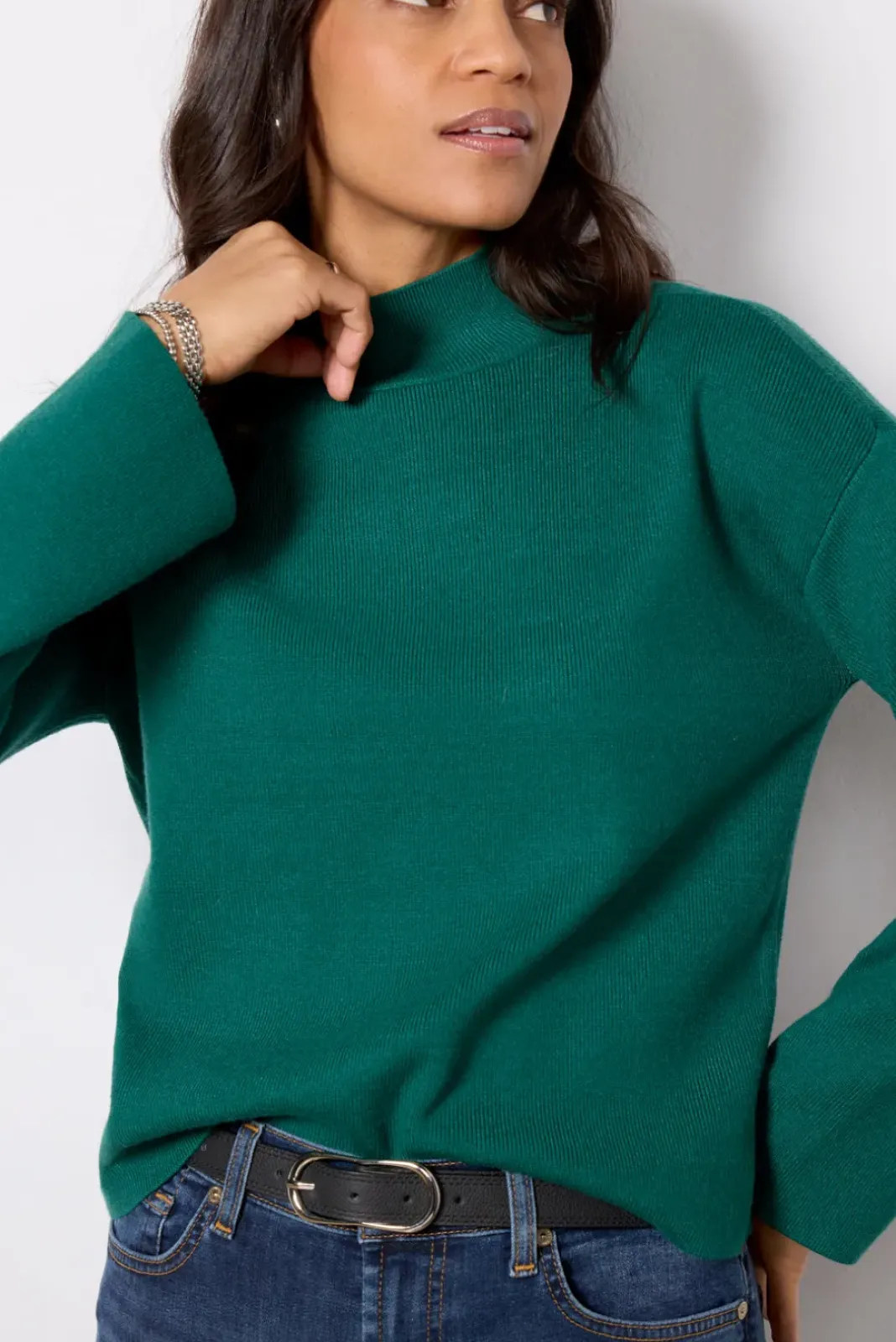 Sweaters<EVEREVE Bonnie Mock Neck Pullover Evergreen