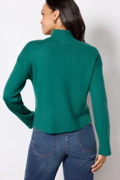 Sweaters<EVEREVE Bonnie Mock Neck Pullover Evergreen
