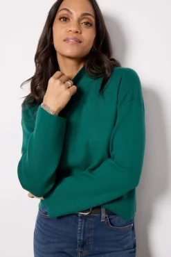 Sweaters<EVEREVE Bonnie Mock Neck Pullover Evergreen