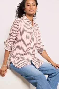 Tops & Tees<CLOTH AND STONE Boyfriend Shirt Auburnstripe