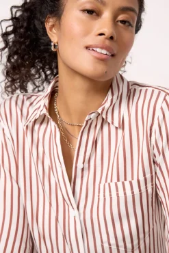 Tops & Tees<CLOTH AND STONE Boyfriend Shirt Auburnstripe