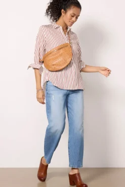 Tops & Tees<CLOTH AND STONE Boyfriend Shirt Auburnstripe