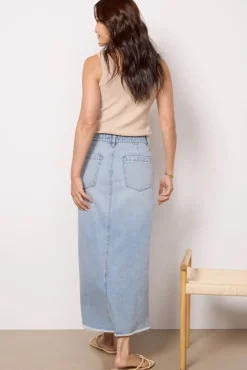 Skirts<KUT FROM THE KLOTH Brea Long Skirt Mediumwash