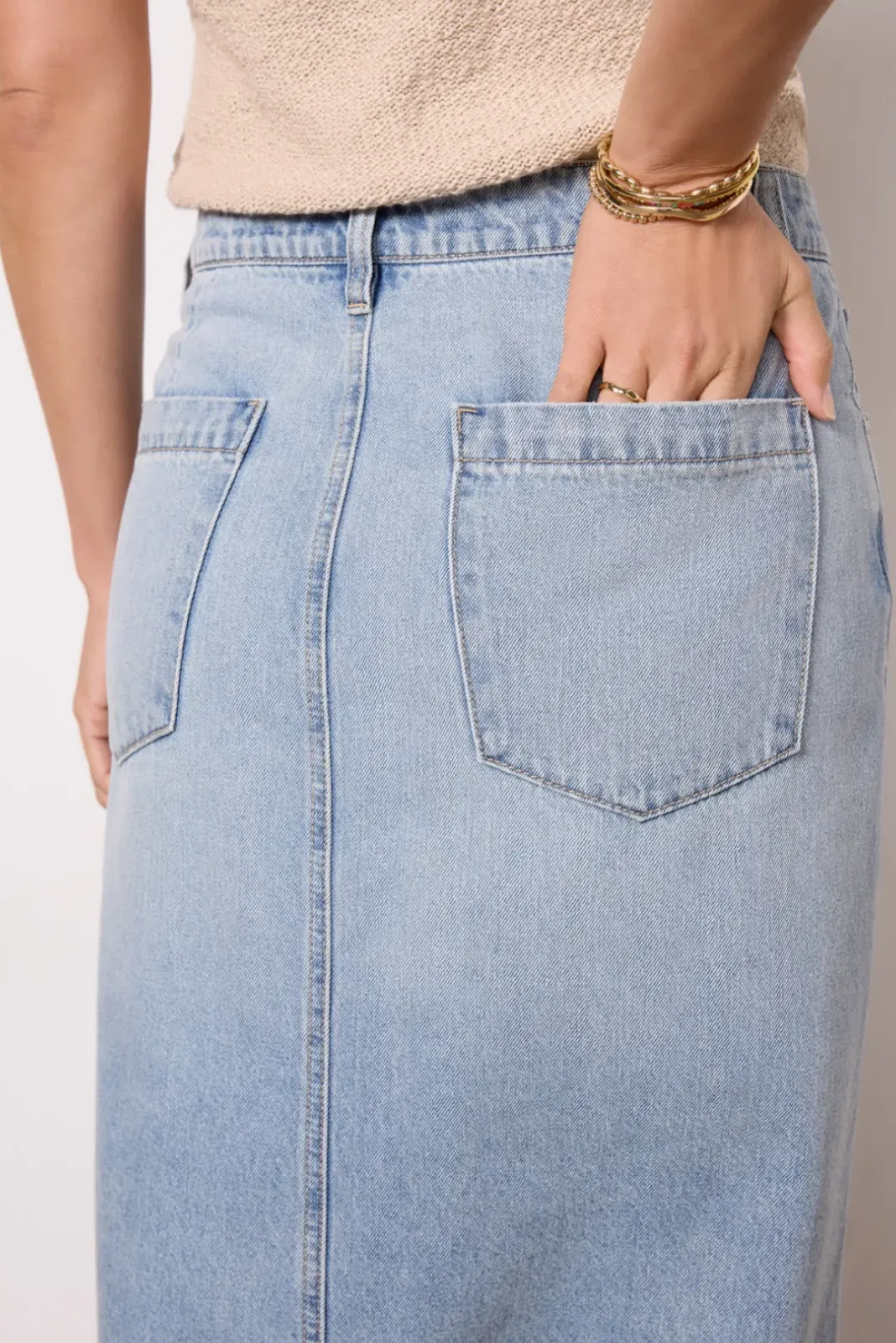 Skirts<KUT FROM THE KLOTH Brea Long Skirt Mediumwash
