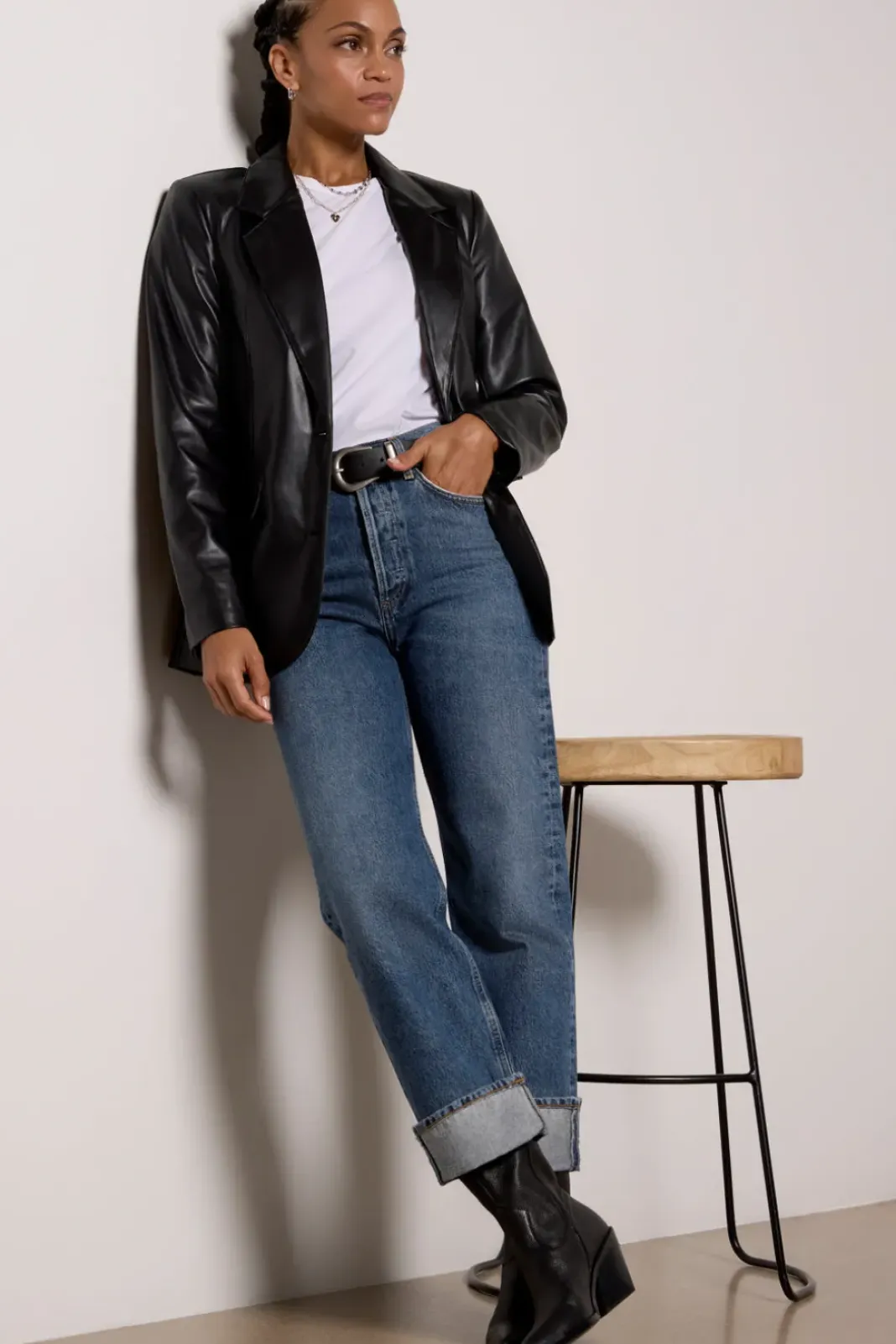 Blazers & Jackets<EVEREVE Brooks Faux Leather Blazer Black