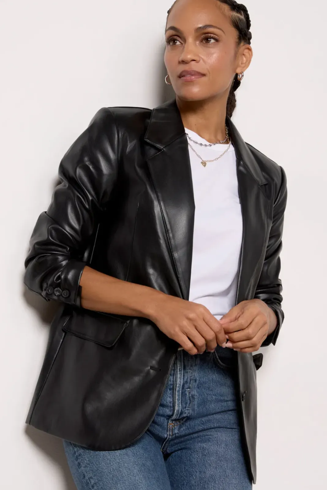 Blazers & Jackets<EVEREVE Brooks Faux Leather Blazer Black