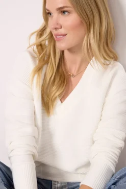 Tops & Tees<EVEREVE Brynn V Neck Ottoman Top Offwhite