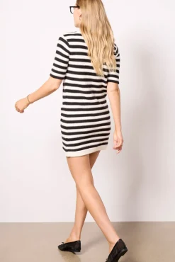 Dresses<SANCTUARY Button Front Knitted Dress Chalk/Blackstripe