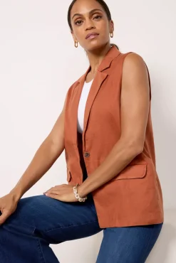 Blazers & Jackets<EVEREVE Cali Linen Vest Rust