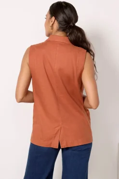 Blazers & Jackets<EVEREVE Cali Linen Vest Rust