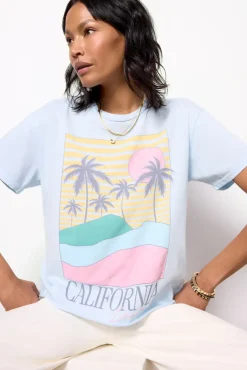 Tops & Tees<RETRO BRAND BLACK LABEL California Palm Tee Vintagecarolinablue