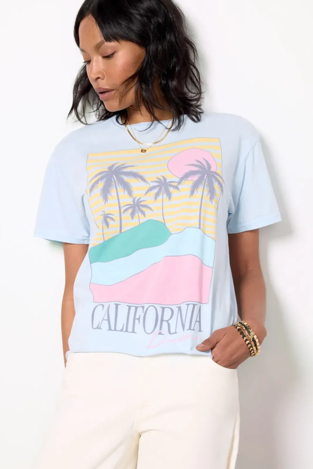 Tops & Tees<RETRO BRAND BLACK LABEL California Palm Tee Vintagecarolinablue