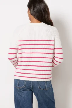 Sweaters<EVEREVE Campbell Cashmere Stripe Pullover Ivory/Pinkstripe