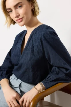 Tops & Tees<VELVET Carina Blouse Navy
