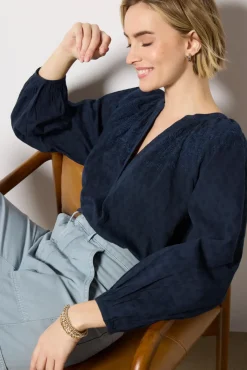Tops & Tees<VELVET Carina Blouse Navy