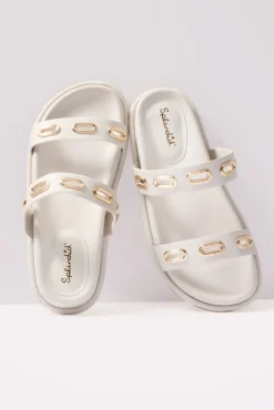 Shoes<SPLENDID FOOTWEAR Carmen Slide Sandal Ivory