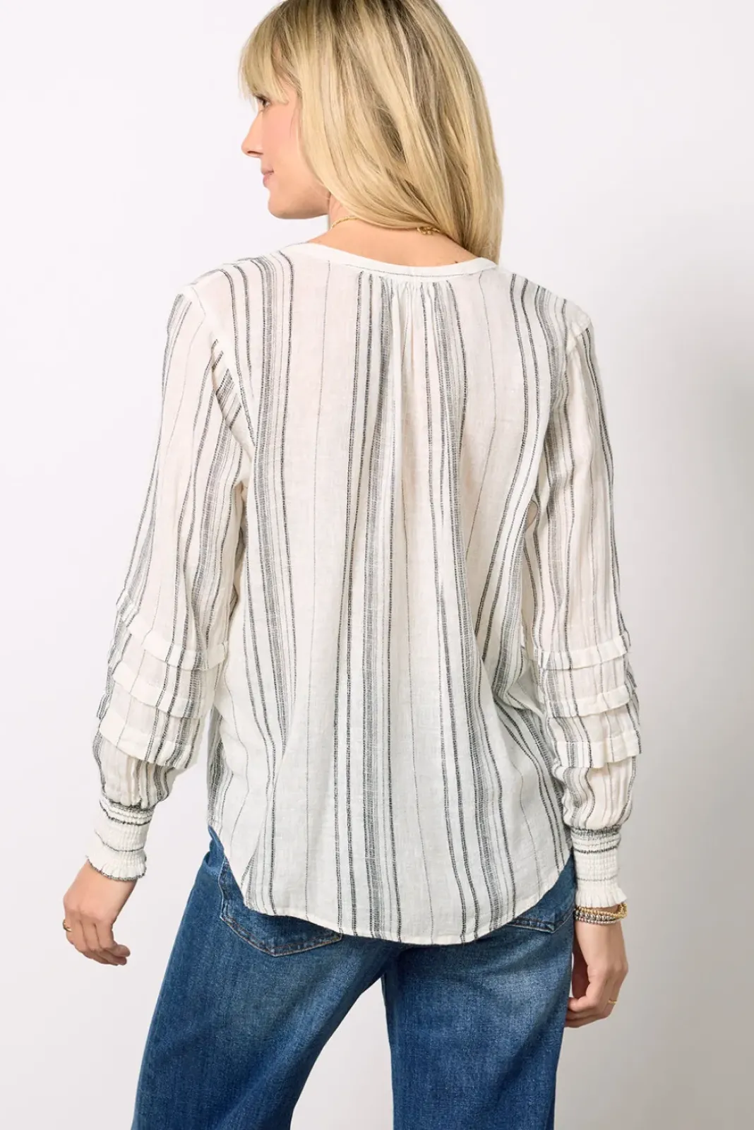 Tops & Tees<RAILS Caterina Luxe Linen Blouse Basquestripe