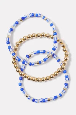 Jewelry<EVEREVE Celia Beaded Bracelet Pack Gold/Blue/White