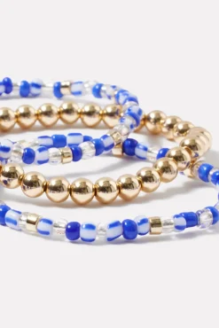 Jewelry<EVEREVE Celia Beaded Bracelet Pack Gold/Blue/White