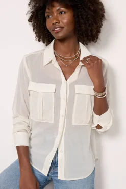 Tops & Tees<EVEREVE Charlie Sheer Dot Shirt Ivory/Silver