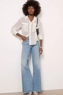 Tops & Tees<EVEREVE Charlie Sheer Dot Shirt Ivory/Silver