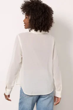Tops & Tees<EVEREVE Charlie Sheer Dot Shirt Ivory/Silver