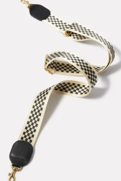 Bags<CLARE V. Checkered Crossbody Strap Black/White