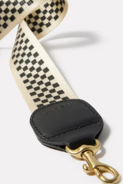 Bags<CLARE V. Checkered Crossbody Strap Black/White