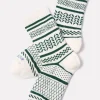 Socks<BOMBAS Checkered Fairisle Half Calf Softwhite/Green