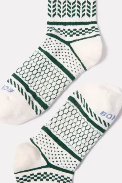 Socks<BOMBAS Checkered Fairisle Half Calf Softwhite/Green