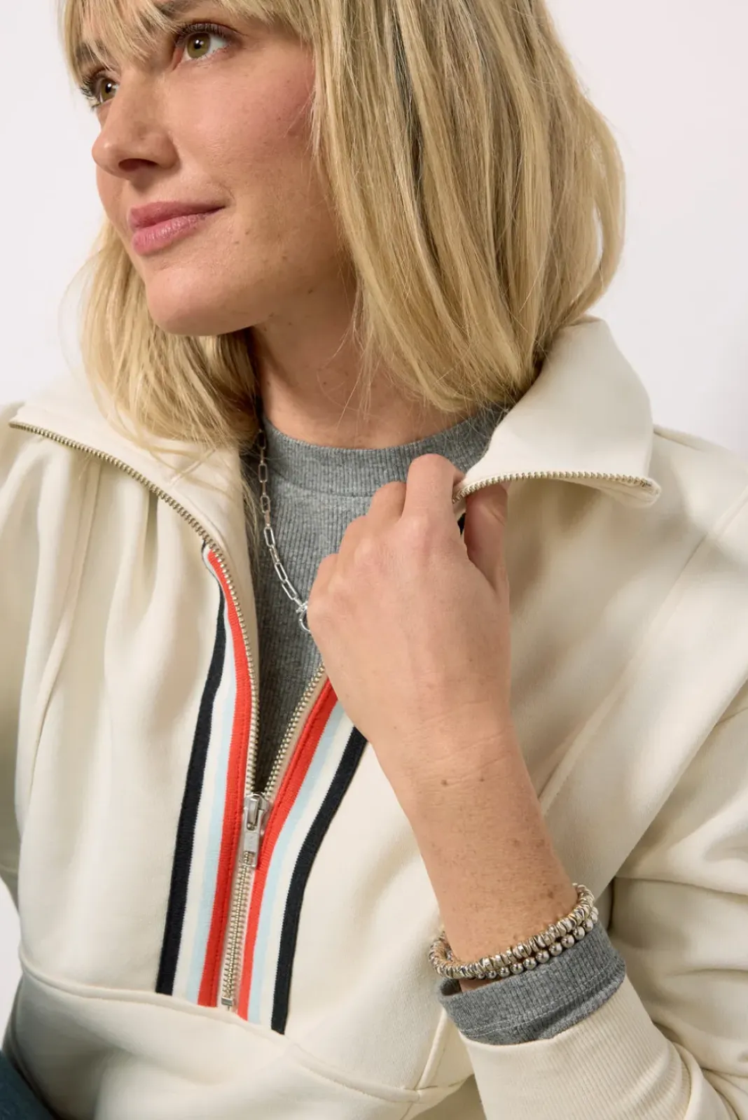 Sweatshirts<EVEREVE Chelsea Half Zip Sweatshirt White/Multi
