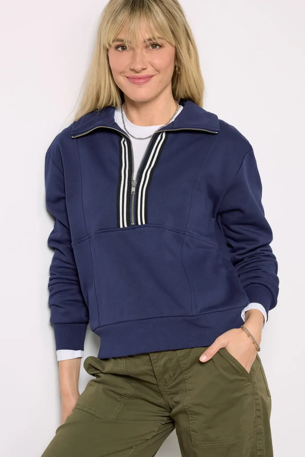 Sweatshirts<EVEREVE Chelsea Half Zip Sweatshirt Navy/White
