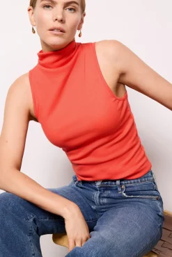 Tops & Tees<MICHAEL STARS Chiara Drape Neck Top Poppyred