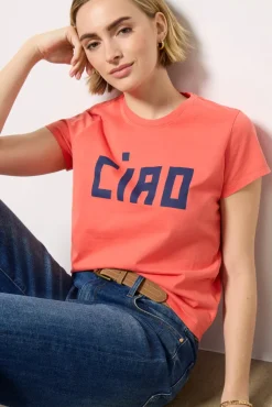 Tops & Tees<CLARE V. Ciao Classic Tee Poppy/Navy