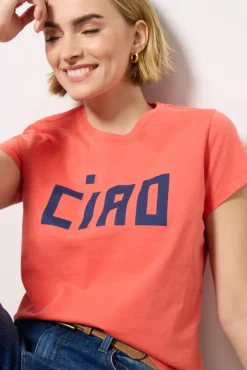 Tops & Tees<CLARE V. Ciao Classic Tee Poppy/Navy