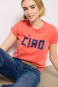 Tops & Tees<CLARE V. Ciao Classic Tee Poppy/Navy