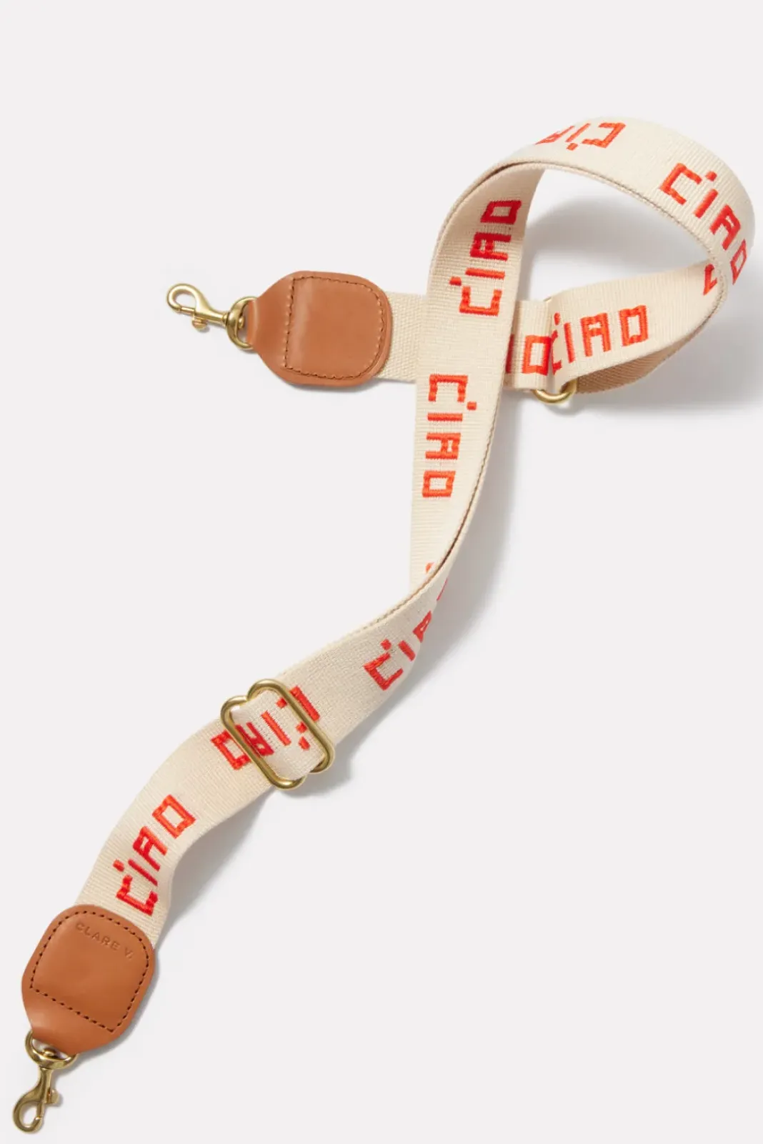 Bags<CLARE V. Ciao Crossbody Strap Natural/Poppy